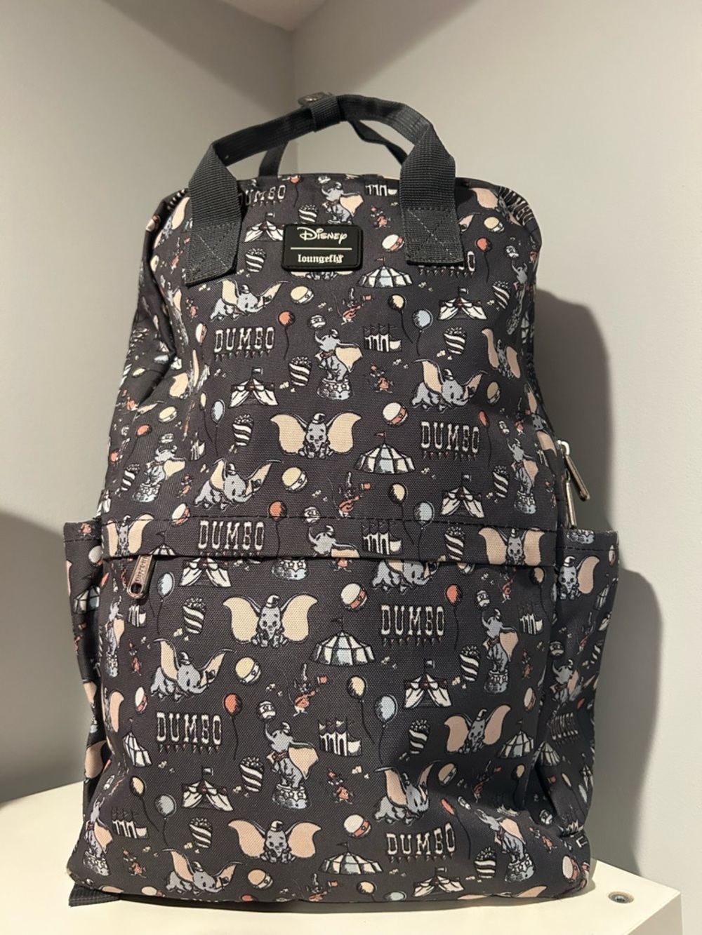 Loungefly Disney Dumbo Black Pink Cream Patterned Kids Backpack